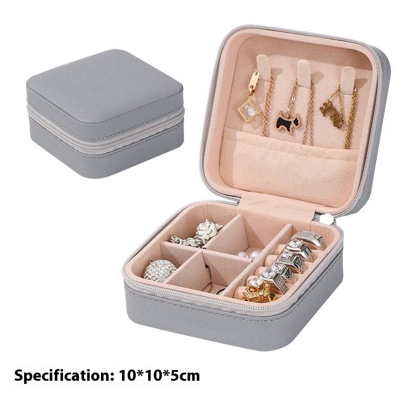 Portable Jewelry Box with Velvet Interior for Rings and Earrings
