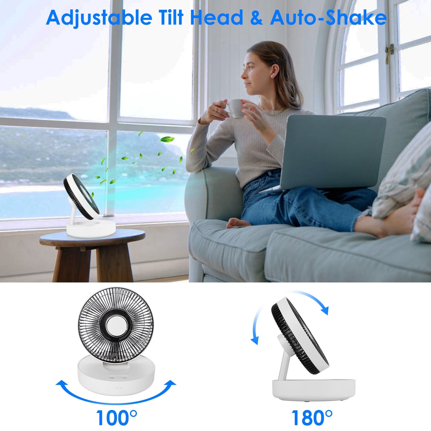 Rechargeable LED Desk Fan with Remote - 4 Speeds & 2 Brightness
