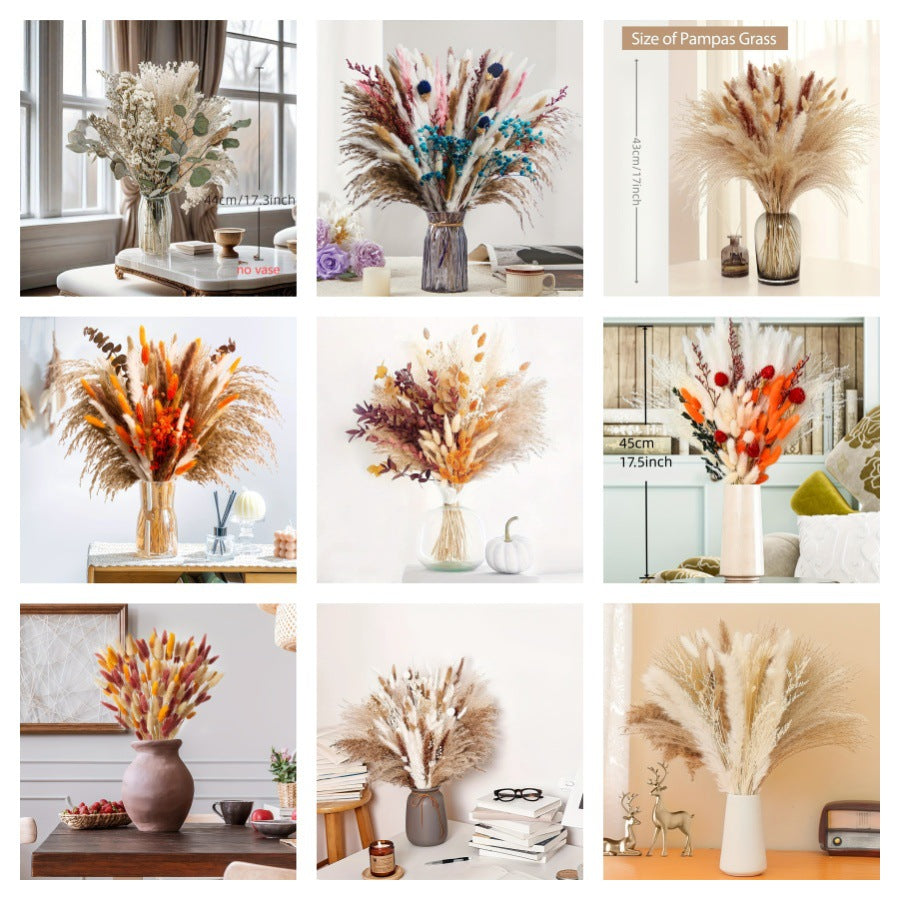 Dried Flower Bouquet - Preserved Grass Flower Arrangement for Home Decor