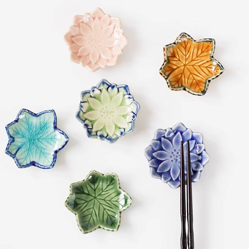 Ceramic Chopstick Shelf with Maple Leaf and Lotus Design - Kitchen Organizer