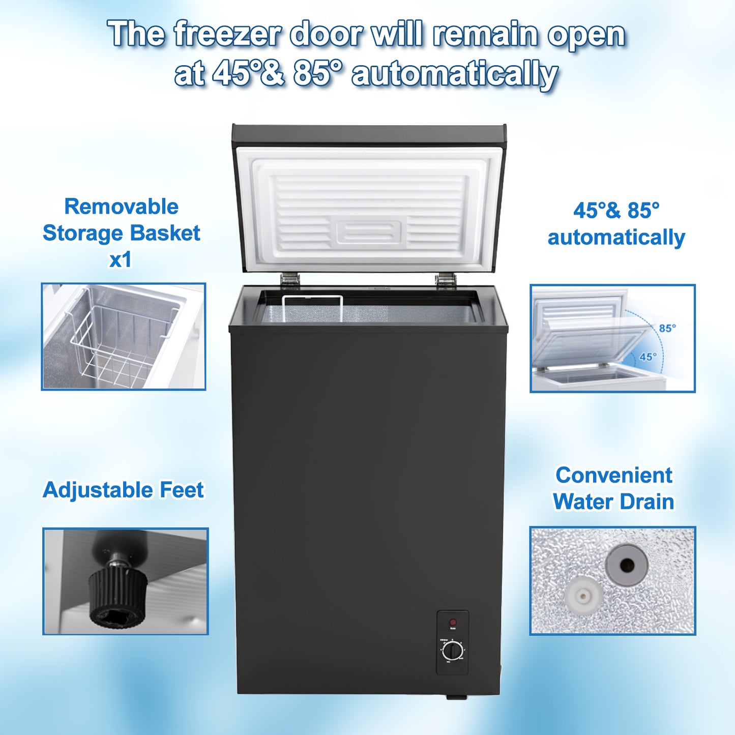 3.5 Cu.Ft Small Chest Freezer Compact Deep With 7-Level Temperature