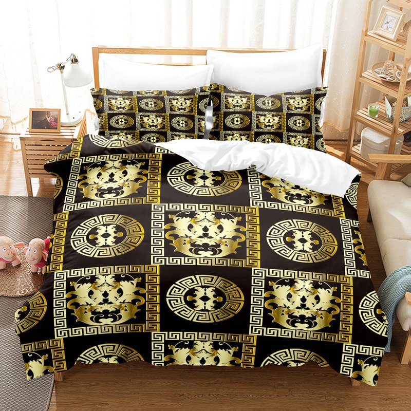 Digital Brushed Chemical Fiber Bedding Set - Multiple Sizes & Patterns