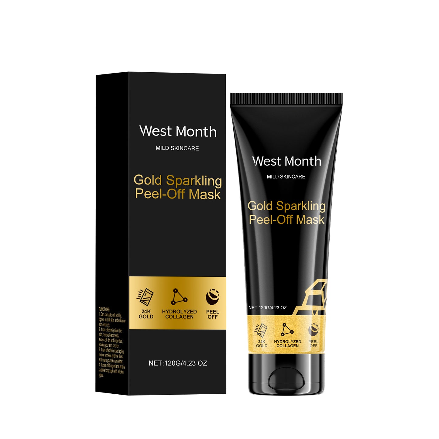 24K Gold Collagen Peel-Off Facial Mask - Deep Cleansing & Firming