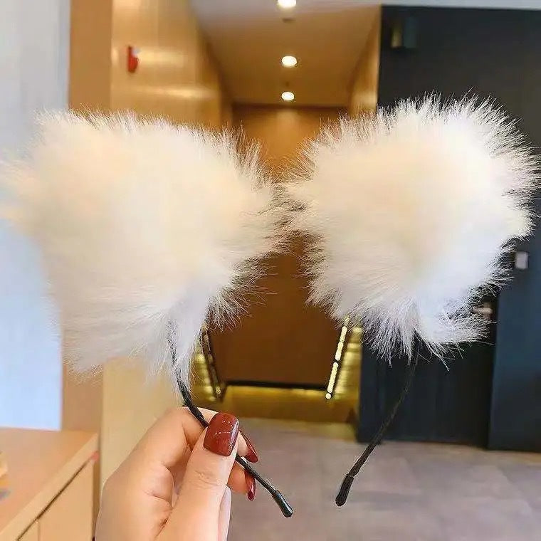 Cute Plush Animal Headband with Bells and Cat Ears for Kids & Adults