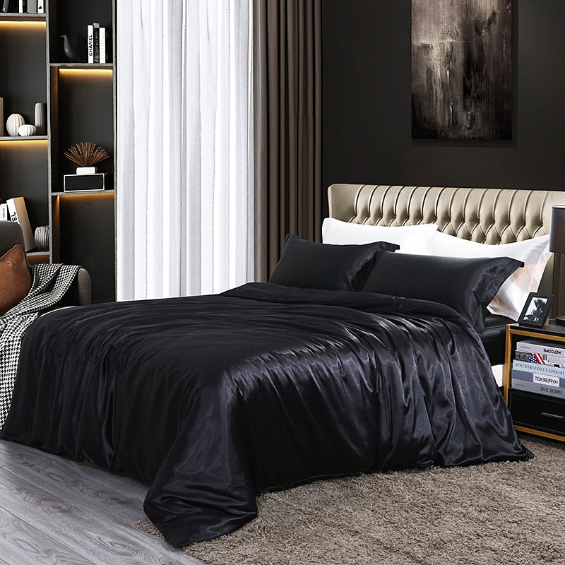Silky Four-Piece Bedding Set - Quilt Cover Bed Sheet & Fitted Sheet