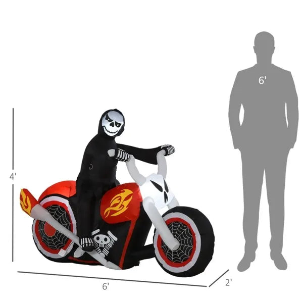 Inflatable Halloween Grim Reaper on Bike with LED Lights