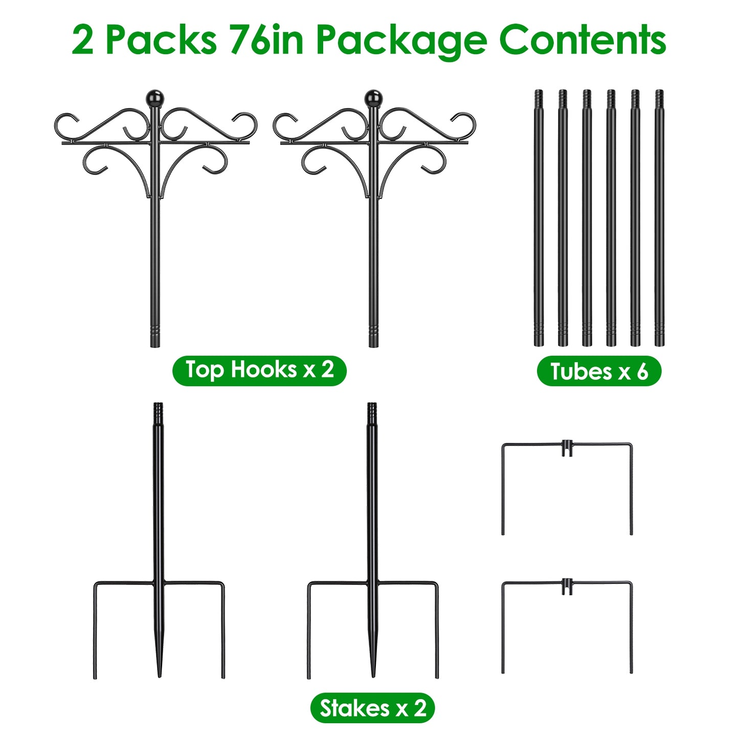 Heavy Duty Double Shepherds Hook Garden Pole - Adjustable Outdoor Bird & Plant Hook