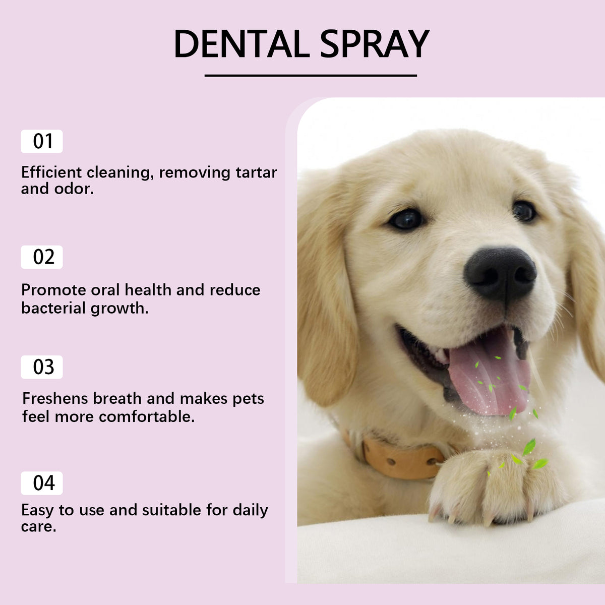 Pet Oral Care Spray for Dogs & Cats - No Brushing Needed, Fresh Breath & Whitening 100ml
