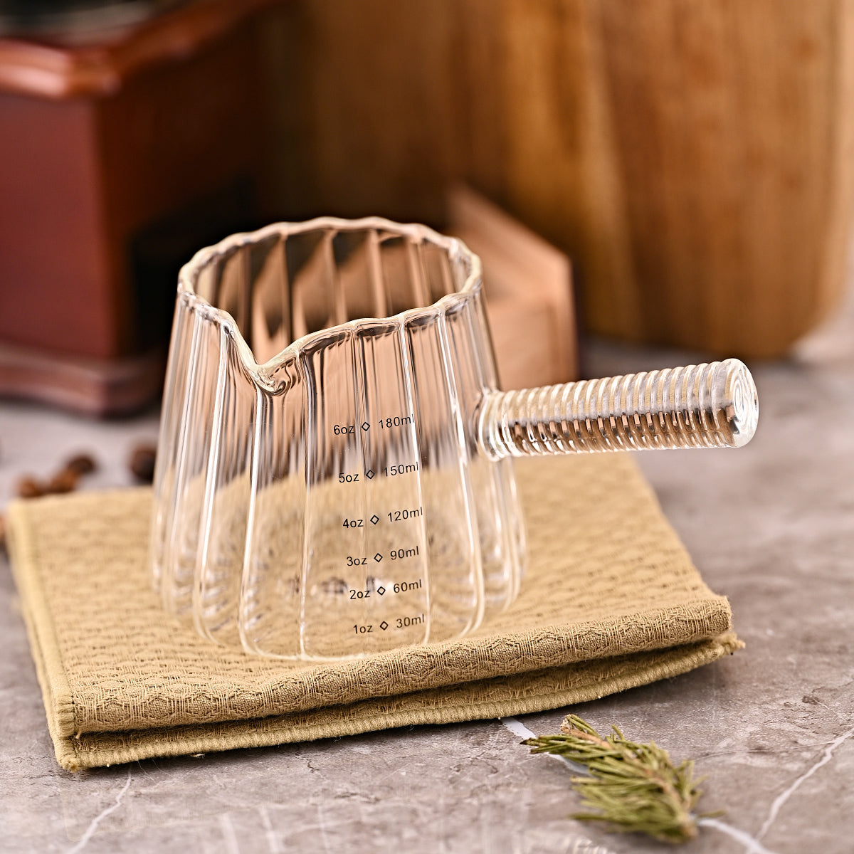 180ml Mini Coffee Cup with Glass Handle - Italian Style
