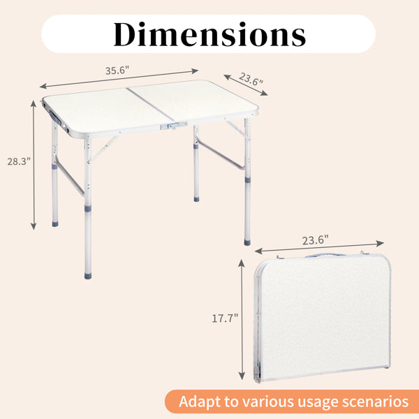Home Use Aluminum Alloy Folding Table 90x60x70cm - White, Portable & Space-Saving