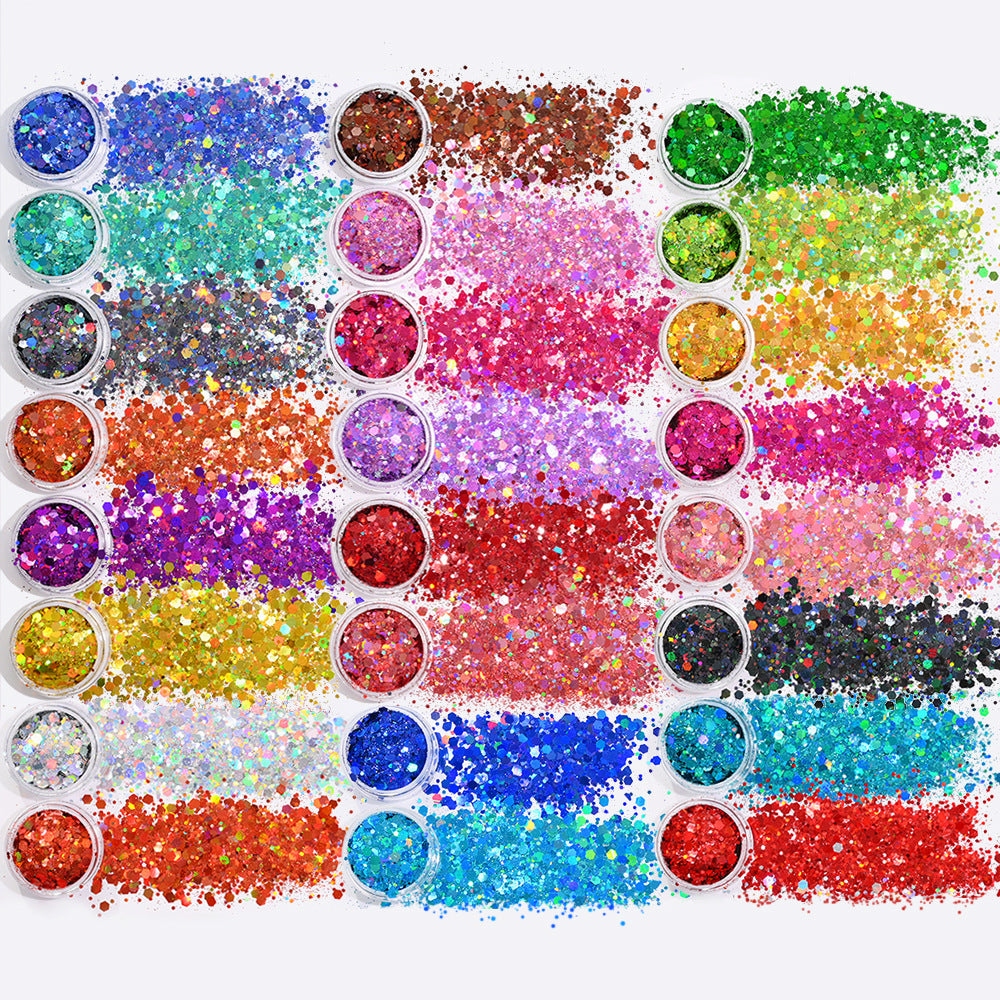 24-Color Nail Glitter Set with Circular Sparkles - Princess Series