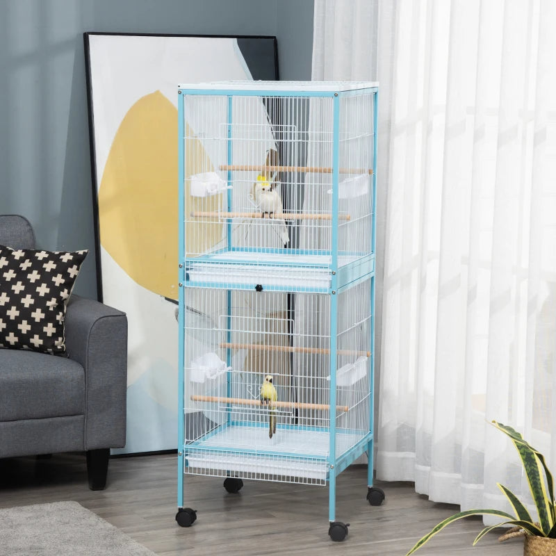 Large Bird Cage with 55-Inch Height and 20.5-Inch Width, Easy Clean & Rolling Wheels