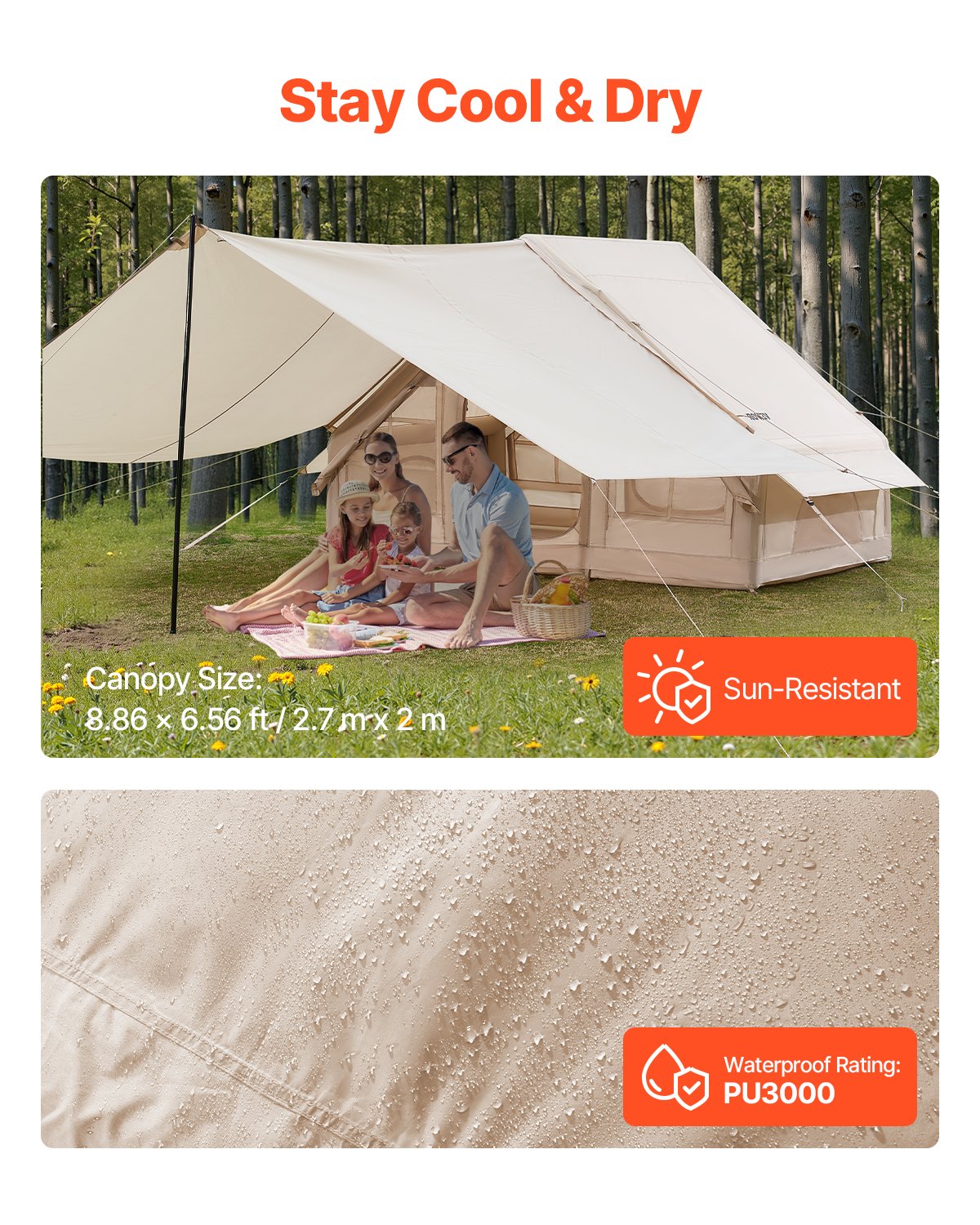 Inflatable Camping Tent for 3-5 People with Canopy & Pump - Waterproof & Easy Setup