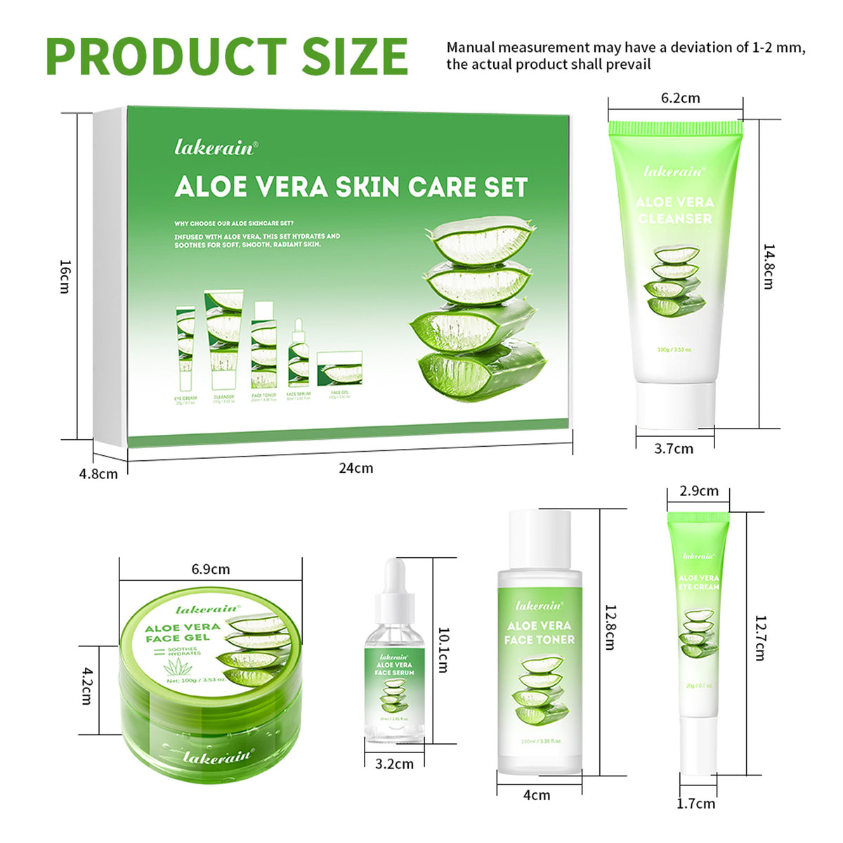 Aloe Vera Skincare Set - Facial Toner and Lotion for Healthy Skin