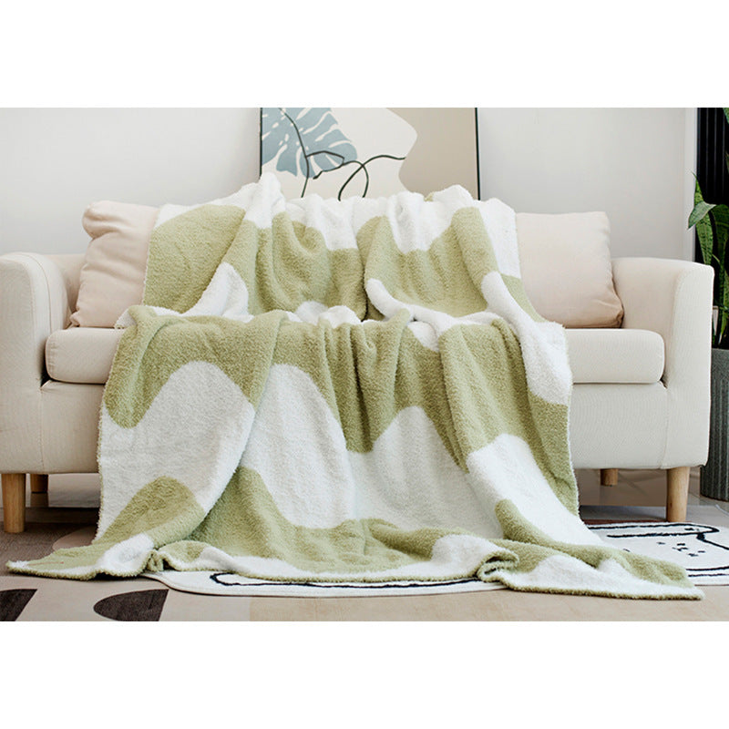 Nordic Style Half Velvet Knitted Sofa Blanket - Home Textiles