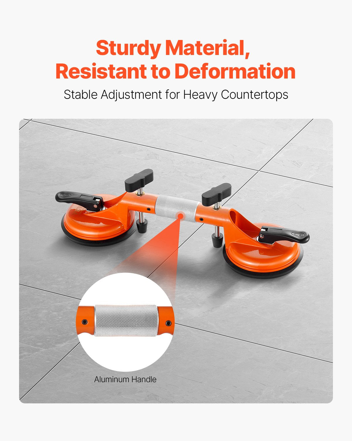 Seamless Seam Setter with Suction Cup for Tile & Glass Leveling - Orange