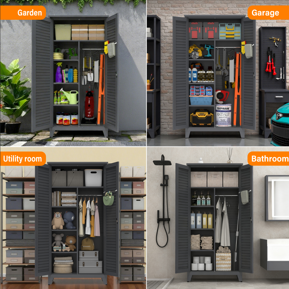 73'' Tall Metal Tool Storage Cabinet - Slate Finish