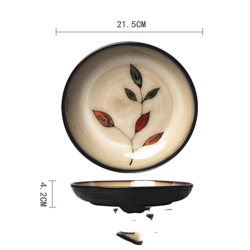 Ceramic Hand-Painted Western Style Breakfast Plate 8 Inch Microwave Safe