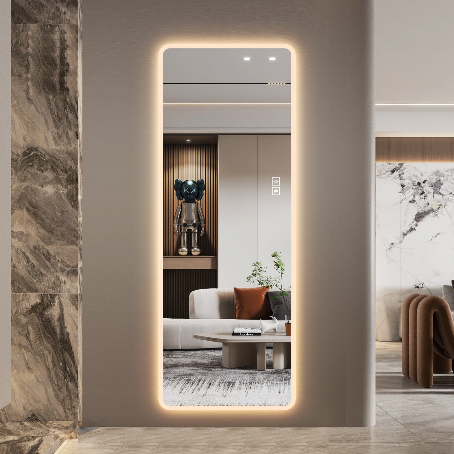 LED Full Length Mirror with Lights - 63" x 24" Dimmable, Anti-Fog, Shatter-Proof