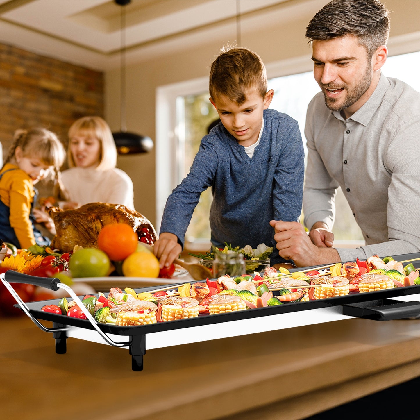 35 Inch Electric Griddle Teppanyaki Grill with Adjustable Temperature