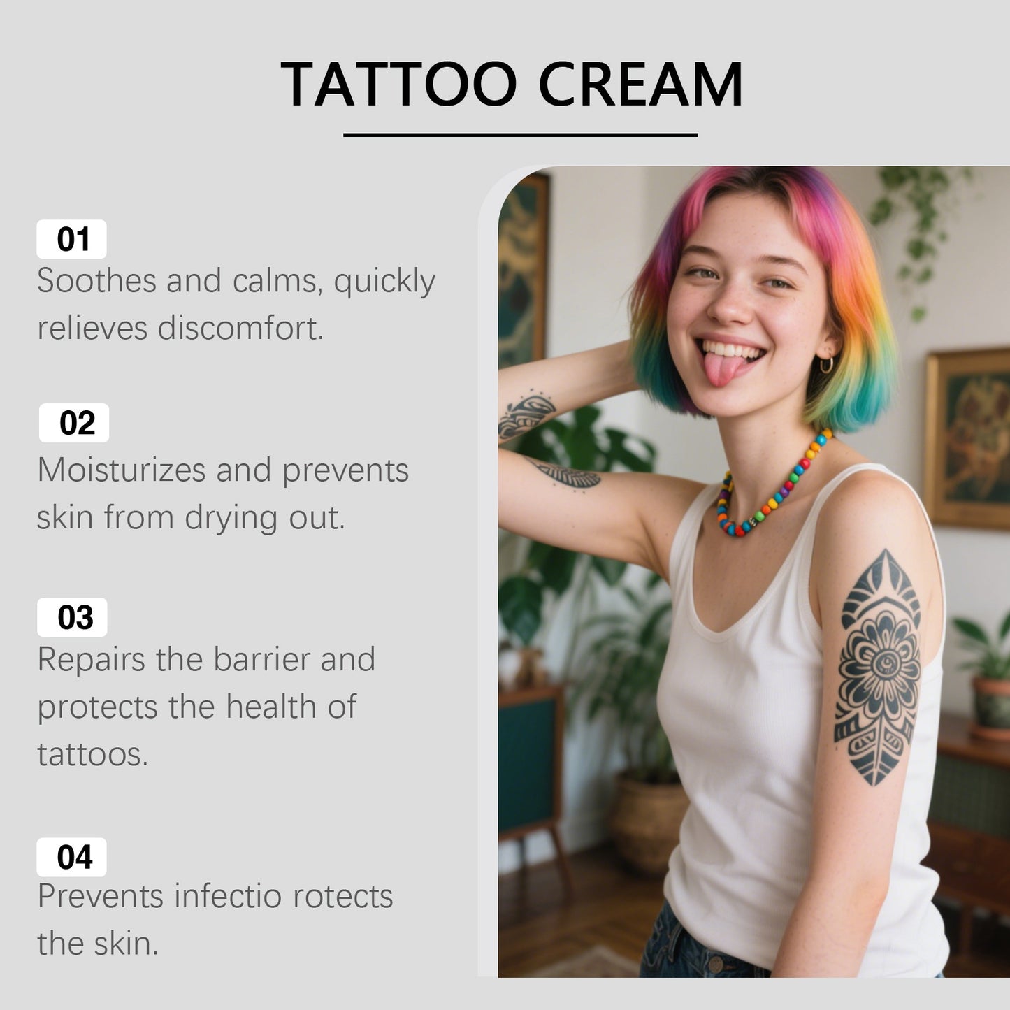 Tattoo Aftercare Cream Moisturizing Skin Repair for Vibrant Color Tattoos 10g