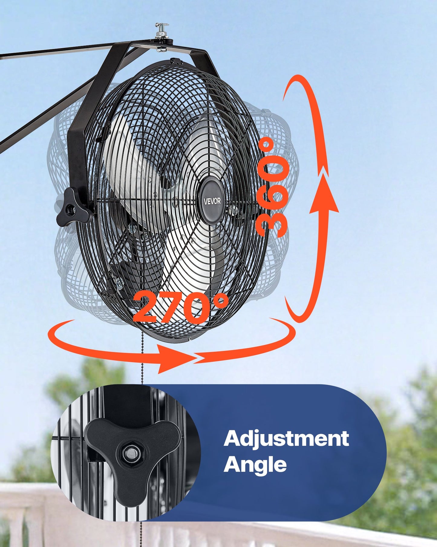 14 Inch Industrial Wall Mount Fan - High Velocity Waterproof Garage Fan with 3 Speeds