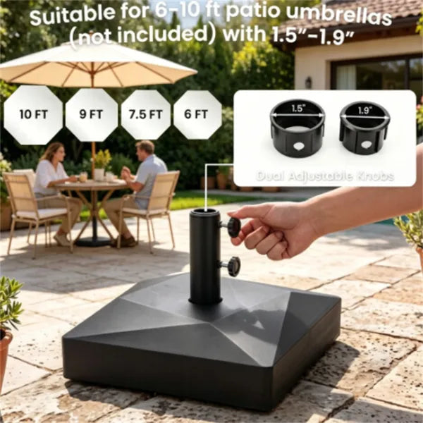 Heavy Duty Fillable Patio Umbrella Base with Wheels - Universal Fit