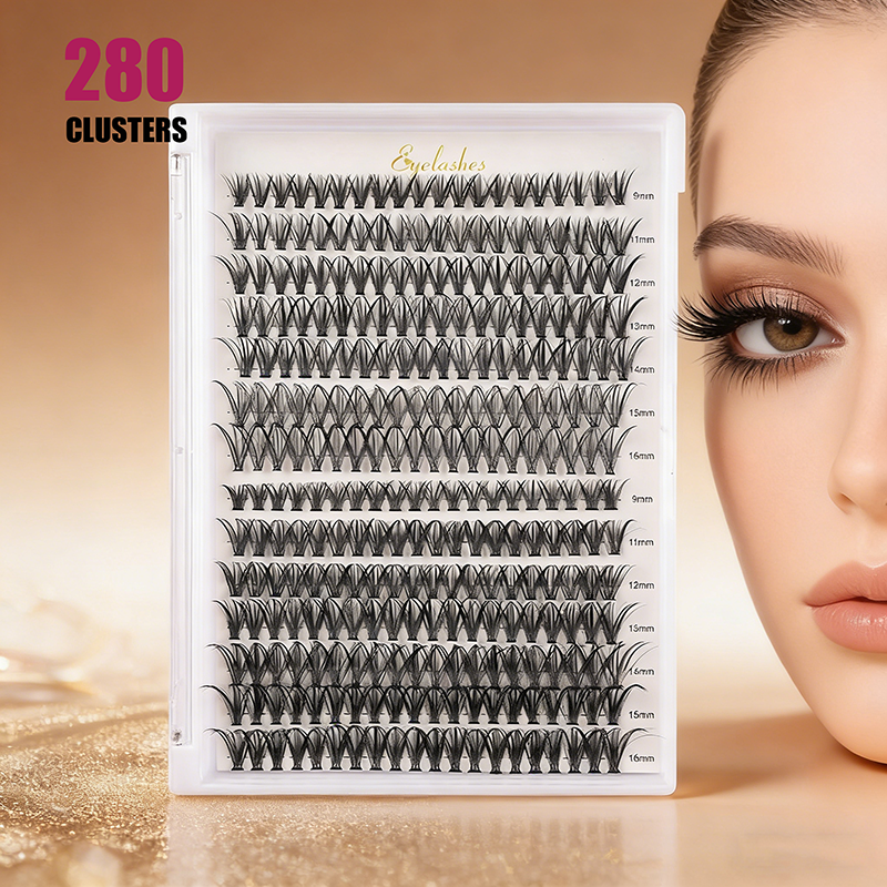 DIY Lash Extension Kit - 280pcs Individual D Curl Cluster Eyelashes