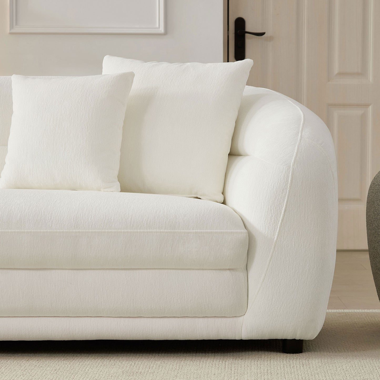 125 Inch Curved L-Shaped Modular Sofa with Comfort Pillows - White