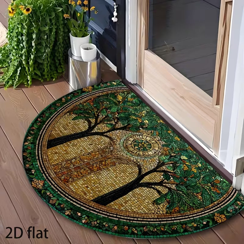 Crystal Velvet Semi-Circular Anti-Fouling Floor Mat - Multiple Sizes & Styles