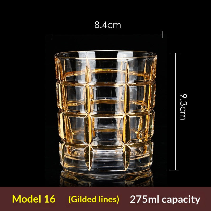 Large Gold-Trimmed Gin Crystal Glass - Vintage Drinkware for Bar & Kitchen