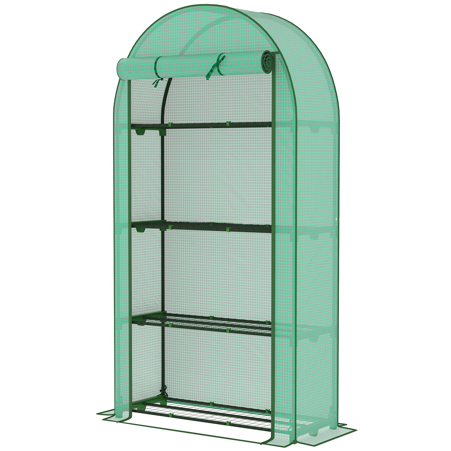 Portable Lean-To Greenhouse with 4 Shelves - Green