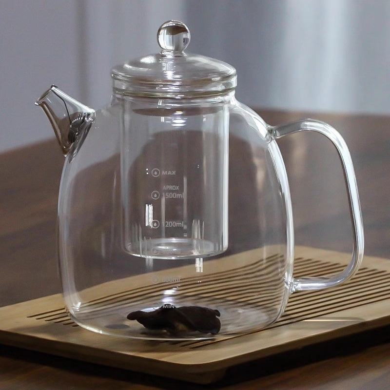 High Borosilicate Glass Teapot 1L with Heat-Resistant Options for Tea Brewing
