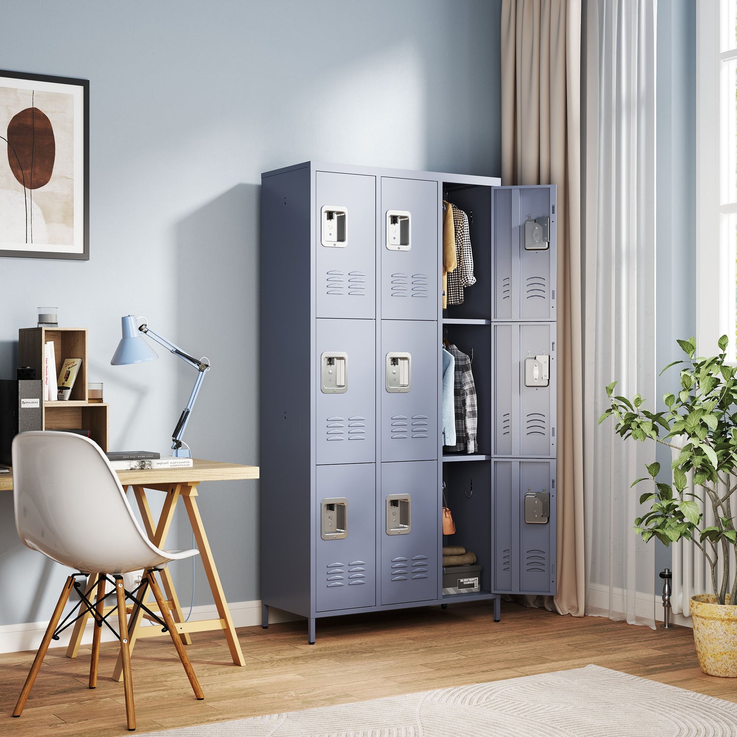 9 Door 72 H Metal Lockers With Lock For