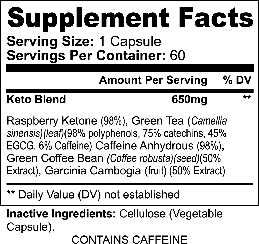 Keto Supplement - 60 Vegetarian Capsules for Fat Burning & Energy