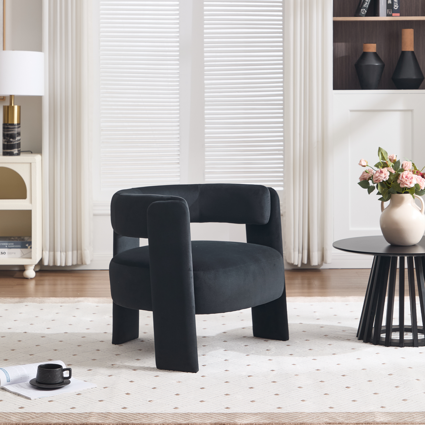 Modern Velvet Accent Chair - Comfy Single Sofa for Living Room
