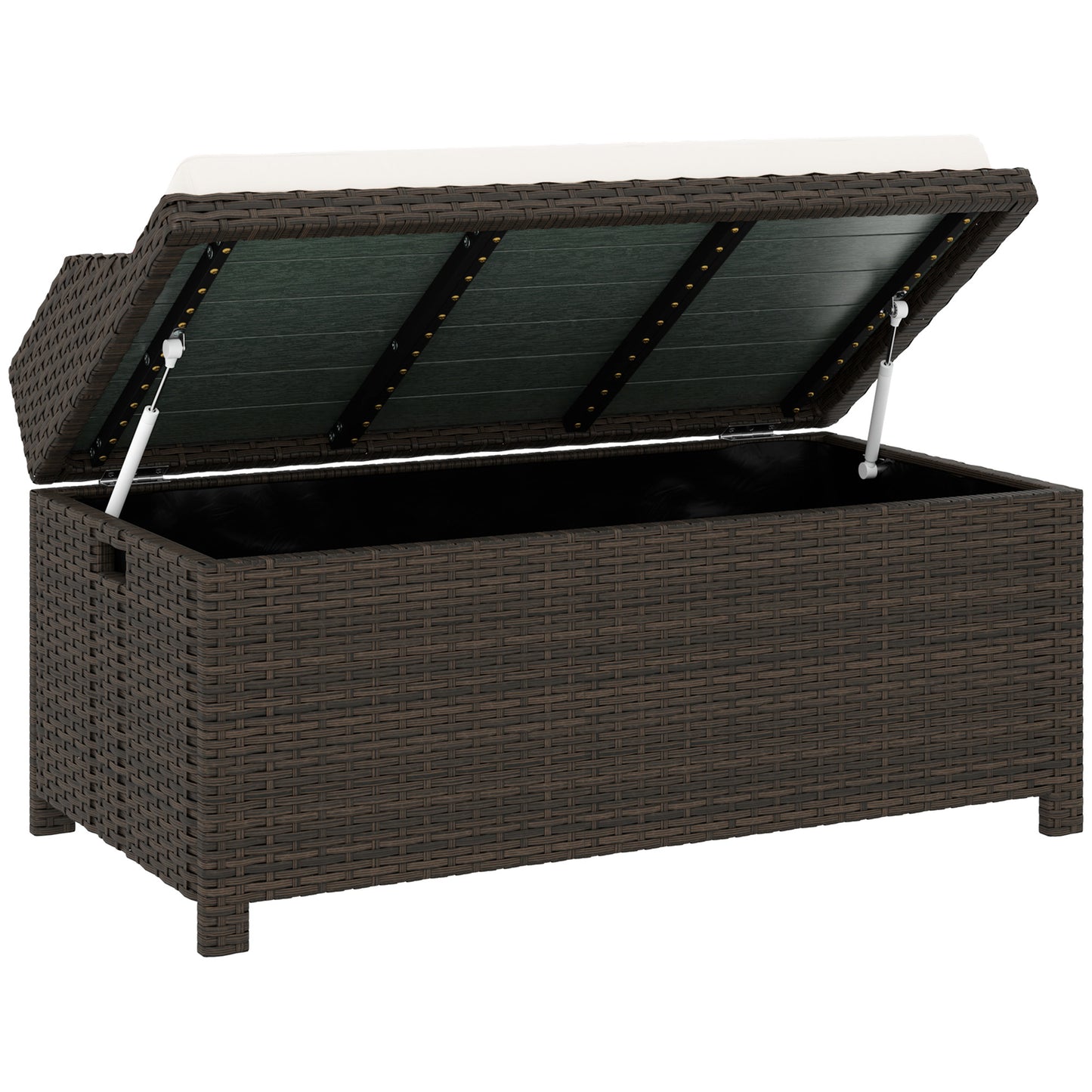 Outdoor Storage Bench with Cushion - Cream White, 2-in-1 Design