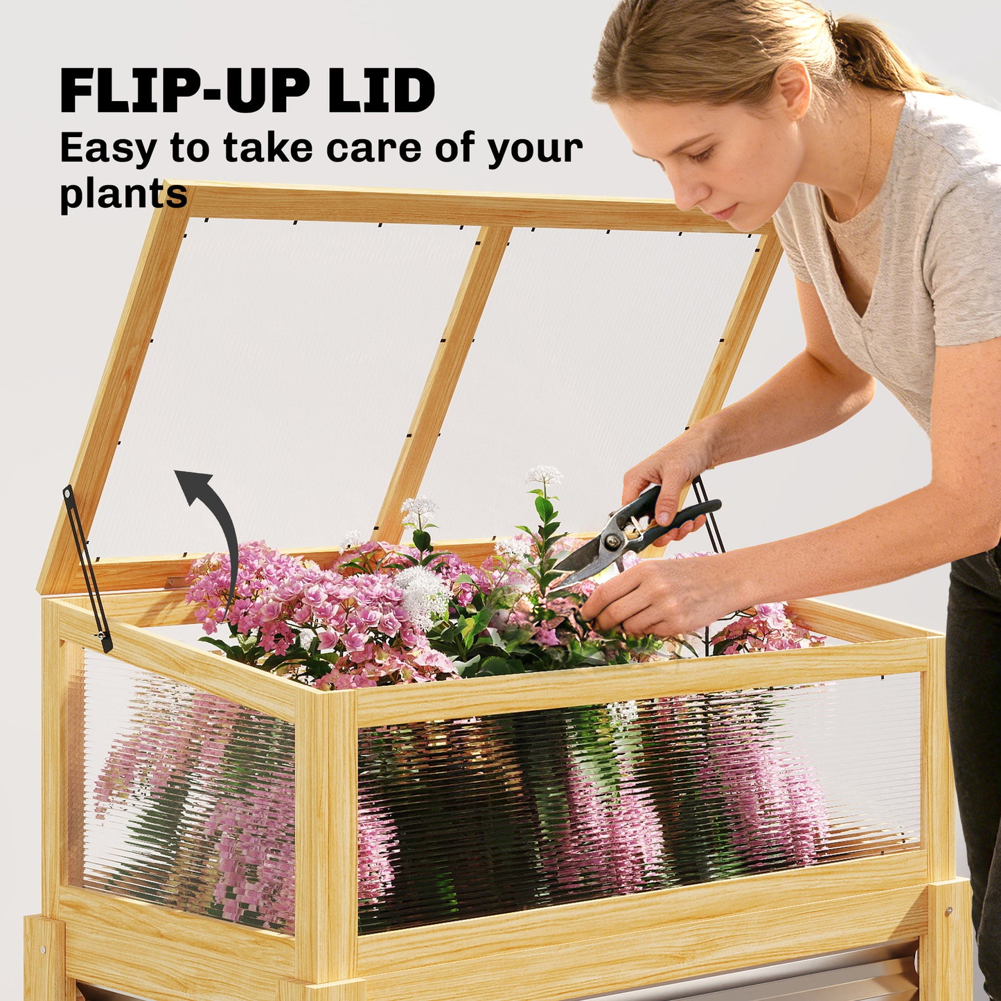 Raised Garden Bed with Mini Greenhouse - Elevated Planter Box for Flowers and Vegetables