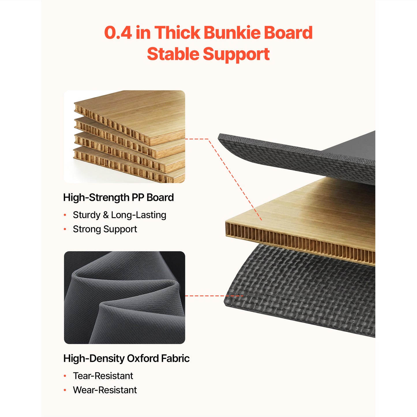 King Size Foldable Bunkie Board for Mattress Support - Anti-Sag Bed Foundation