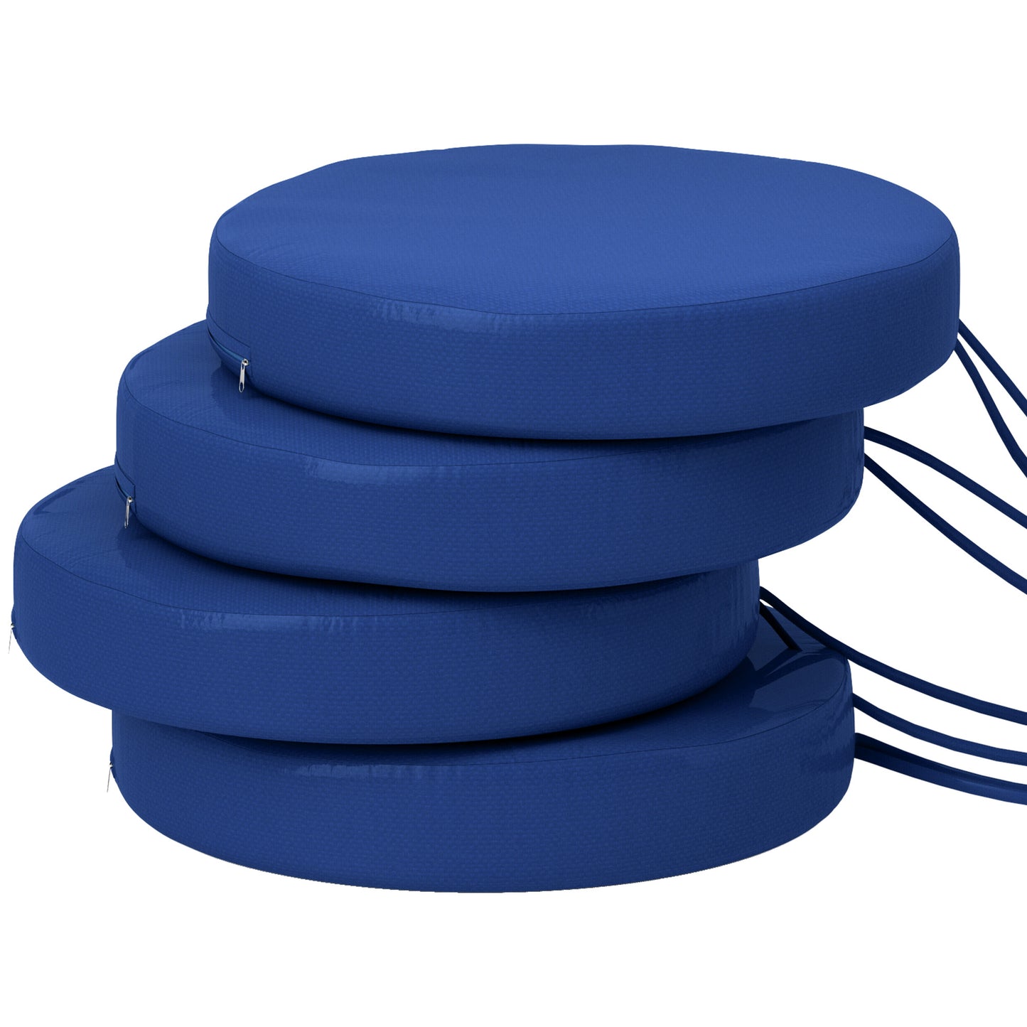 Round Patio Chair Cushions Set of 4 - Navy Blue, 15" Diameter
