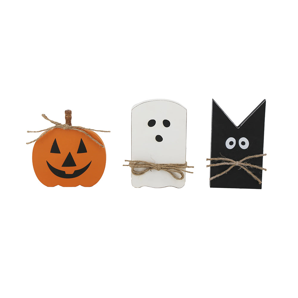 Set of 3 Halloween Table Decor - Black, Orange, White