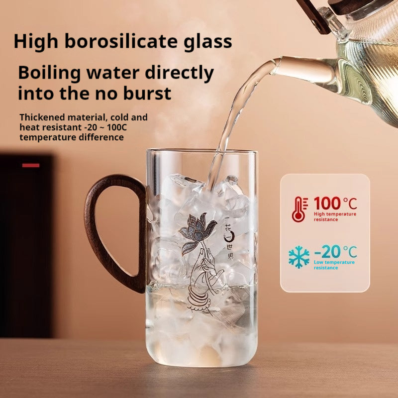 Heat-Resistant Green Tea Cup Large Capacity Water Mug Borosilicate Glass