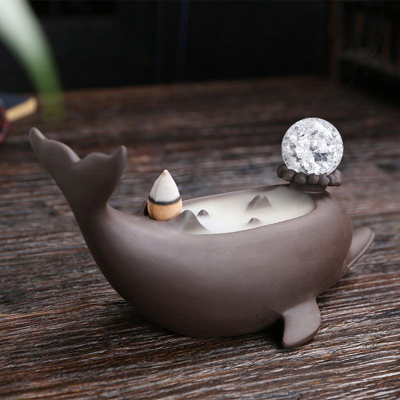 Ceramic Purple Sand Backflow Incense Burner Zen Home Decor