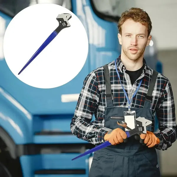 16-Inch Adjustable Wrench with Dual Head & Hammer Function - Heavy Duty Industrial Hand Tool