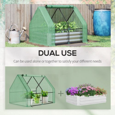 Galvanized Raised Garden Bed with Greenhouse Cover - Outdoor Planter Box