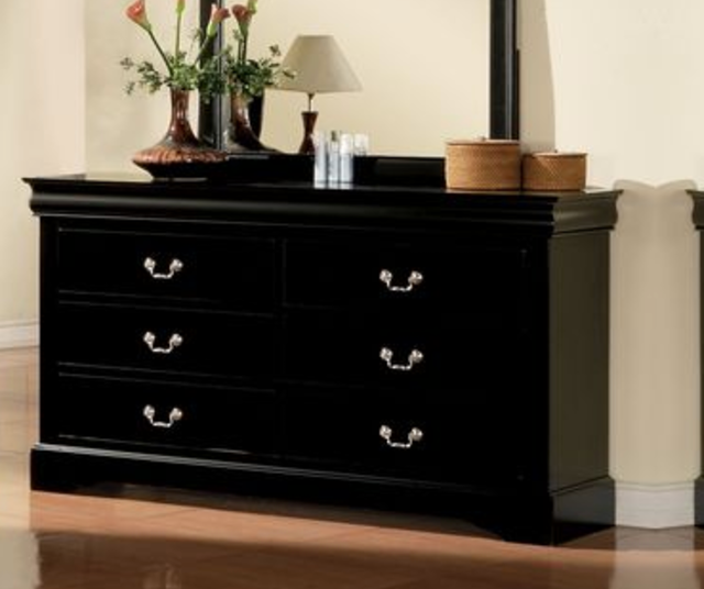 Black Finish Dresser with 6 Drawers - Modern Design