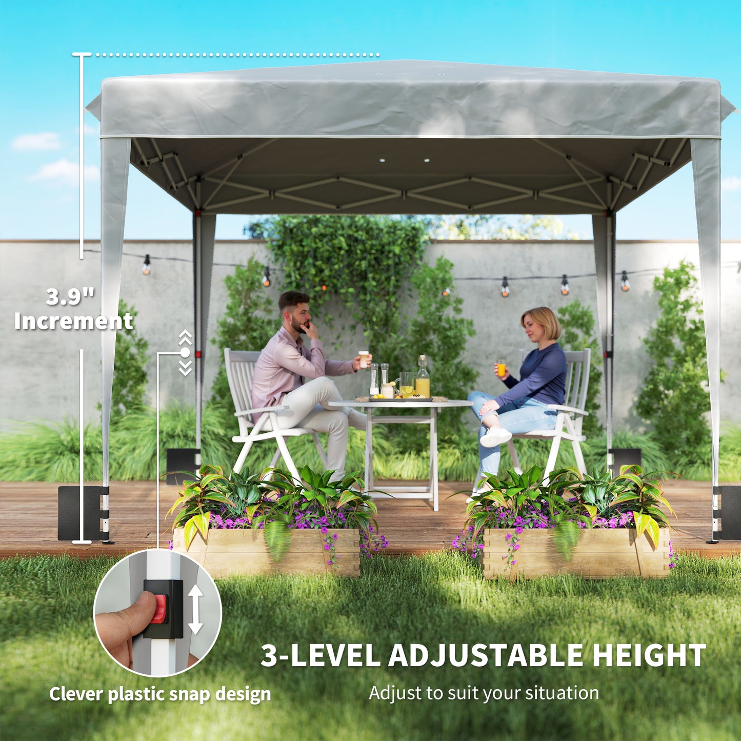 10 x 10 ft Pop Up Canopy Tent with Sidewalls - Light Gray