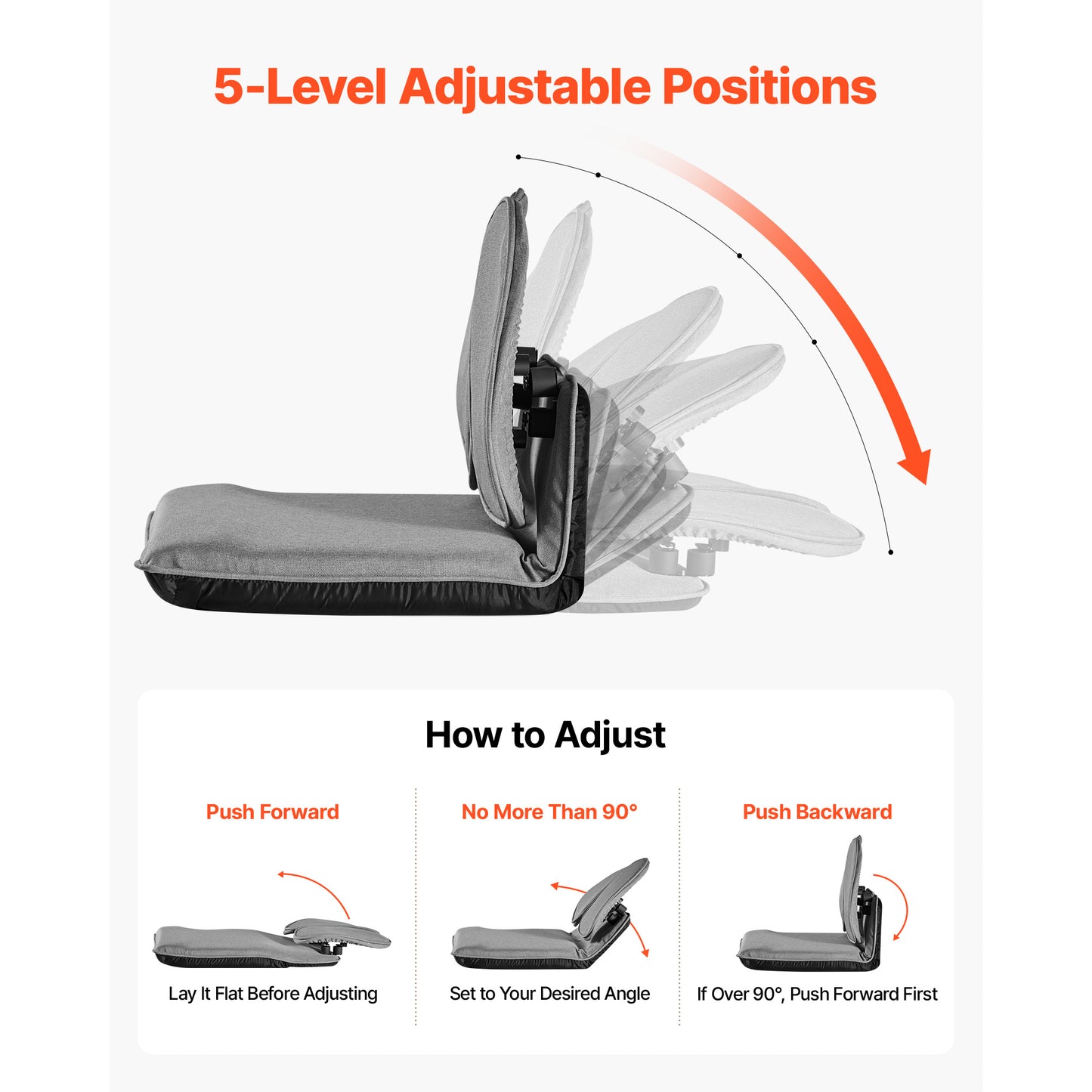 Folding Floor Gaming Chair with Adjustable Back Support - Gray