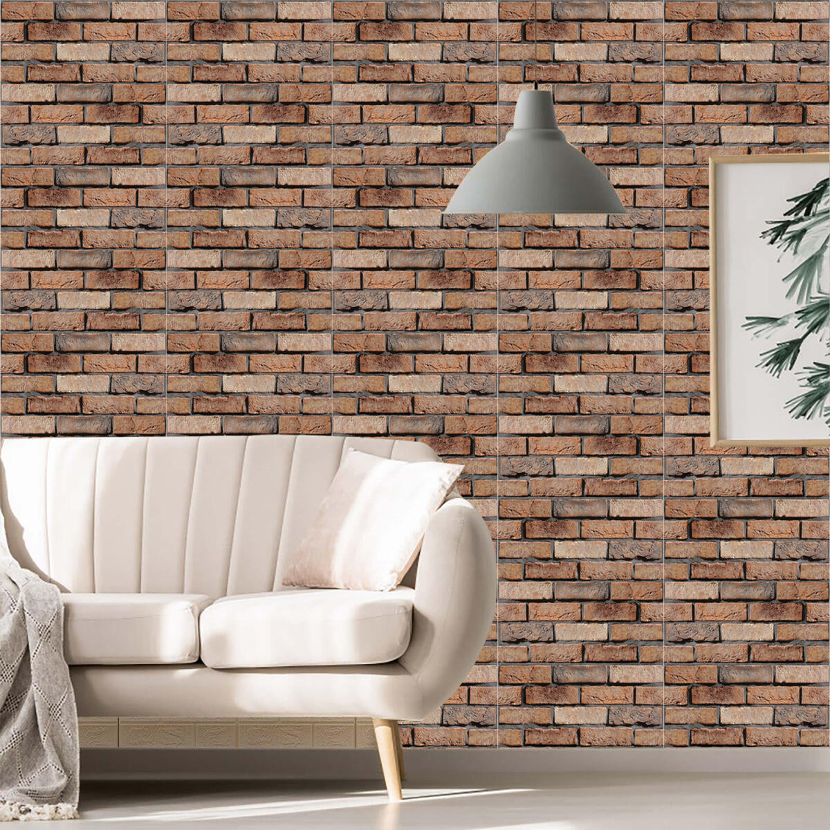 10-Pack 3D Brick Wall Panels - Removable PVC Wallpaper, Maroon