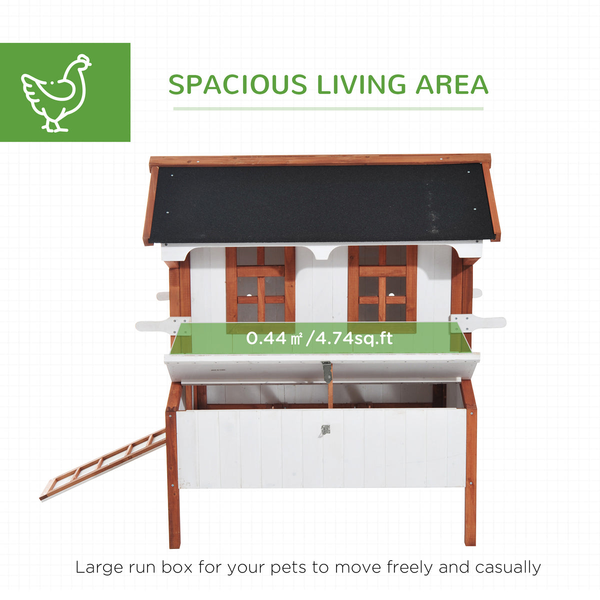 47-Inch Wooden Chicken Coop with Nesting Box and Waterproof Roof for Backyard Poultry